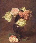 Henri Fantin-Latour White and Pink Roses (nn03) oil on canvas